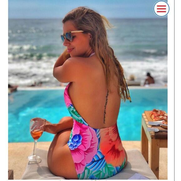 Mara Hoffman floral one piece bathing suit "Flora" Halter size S‎ - Picture 2 of 16